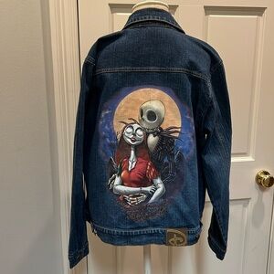 Disney Store Nightmare Before Christmas Jean Jacket Jack and Sally L 🧡🖤🎃💀